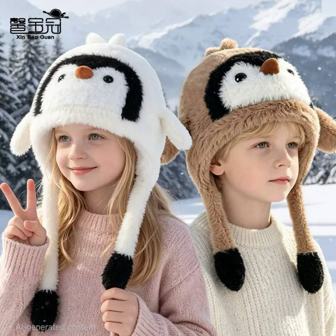 کلاه پمپی صدادار طرح پنگوین😍